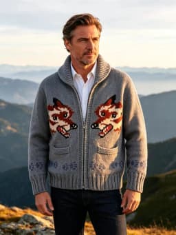 Men's Fox Plaid Knitted Sweater Blazer for Spring 2026 - Thick Knit with Zipper Closure Loose and Comfortable Style