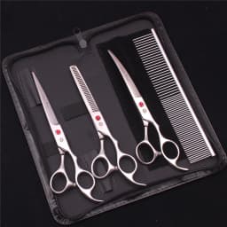 Purple Dragon Pet Scissors 7'' Stainless Dog Groomming Scissors Kit Straight Shears Thinning Shears Chunker Curved Shears Z3003