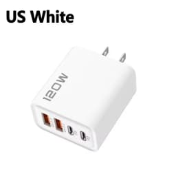 120W USB-C Charger 4 Ports PD Quick Charge 3.0 Type-C USB Phone Chargers Fast Charging Adapter For IPhone17 16 15 Xiaomi Samsung