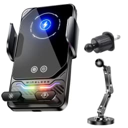 15W Universal Car Phone Wireless Charger Holder Auto-sensing RGB Light Mount for Samsung S26 Iphone 17 16 15 14 13 12 11 Pro Max