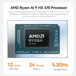 Beelink SER10 Max HX470 Mini PC AMD Ryzen AI 9 HX 470 Processor 12C/24T 3100MHz LPDDR5 WIFI6 BT 5.2 USB4 DDR5 Desktops Computer