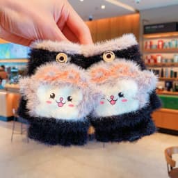 Cute Toddler Winter Plush 2‑in‑1 Flip‑Top Mittens Snap Button Animal Cold-proof Hand Warm Gloves For Boys Girls Children Gift
