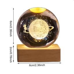 Unique 3D Crystal Ball Night Light Led Lamp Bedside Table Glowing Galaxy Lamp Saturn Planets Moon Children Christmas Gift Toy