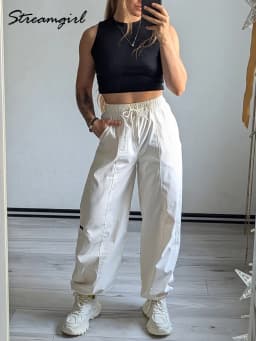 Blue Straight Pants For Women Elastic Wiast Jogger Quick-dry Sweatpants Baggy Embroidery Trousers Ladies Wide Leg Sport Pants