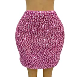 Full Sparkly Rhinestone Mesh Tight Fitting Skirt Sexy Women Mini Skirt Nightclub Party Outfit High-end Crystals Skirt shuidiqun
