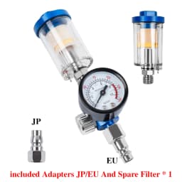 1/4-Inch In-line Oil Water Separator Filter Separator Spray Gun Air Regulator Pressure Gauge with EU Adapter for Air Tool