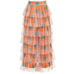 Women's Sequin Tulle Pants Dots Print Elastic High Waist Tiered Loose Wide Leg Trousers for All Seasons Rave Party Clubwear
