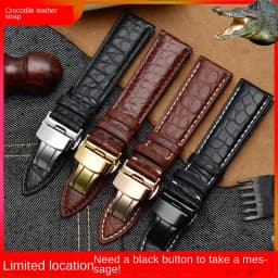 Crocodile leather strap for Longines Omega Rossini Citizen Tissot seagull strap men women butterfly class watch chain 16/18/20mm