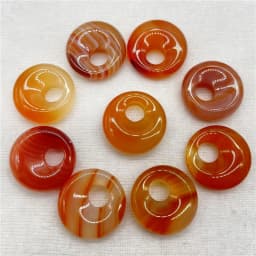 18mm Natural Gem Stone Quartz Crystal Amethyst Donut Charm Beads Pendant For Diy Jewelry Making Necklace Accessories 10pcs