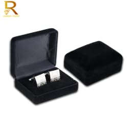 Wholeslae Men's Cufflinks Packaging Box Black Leatherette Organizer Jewelry Cuff Links Storage Case Christmas Gift Casket