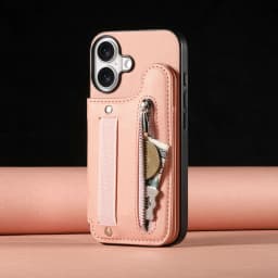 Zipper Cards Solt Wallet Leather Case for iPhone 17 16 15 13 Pro Max 14 Plus 16Pro 15Pro Elastic Rope Wrist Leather Cover