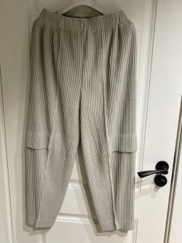 Miyake Pleated Cargo Pants New Women's Pocket Style Pleated Casual Pants Wide Leg Ankle-Length Pants
