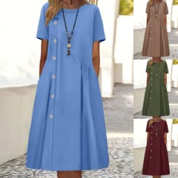Women New Loose Boho Button Pockets Vintage Ruffles Befree Summer Elegant Party Dress Summer Party Maxi Dresses