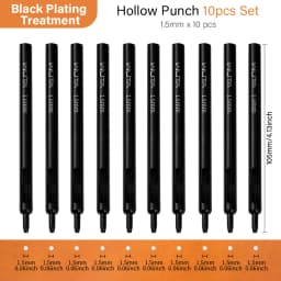WUTA 5-15Pcs Basic Black Anti-rust Leather Hollow Punch Set Round Hole Puncher DIY Craft Working Tools Kit for Belt, Watch Strap