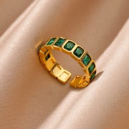 Cubic Zirconic Rectangle Open Rings For Women Men Gold Color Wedding Engaement Ring Luxury Brand Design Jewelry Christmas Gifts