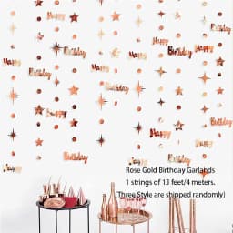 Iridescent Number 16 Paper Star Dot Garland Hanging Bunting for Sweet Rose Gold 16th Happy 16st Birthday Anniversary Party Decor