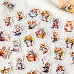 45Pcs Black Cat Theme Self-Adhesive Stickers Kawaii Cute Cats for Scrapbooking Laptop Decorations Planner Stickers