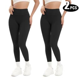 2 Pack Women's High Waisted Sexy Butt Lifting Seamless Solid Color Yoga Leggings Elastic And Breathable Fitness Sports Pants