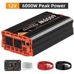 UK Pure Sine Wave Power Inverter 6000W DC 12V/24V To AC 240V LCD Display 30W USB type-C Remote Control Converter car Transformer