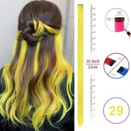 VEYDA Colored Party Highlights Clip in Hair Extensions for Girls 22 Inches Omber Colors Straight Hair Synthetic Hairpieces
