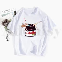 Cute Bread and Nutella Kawaii Aesthetic T Shirts Tops Tees Men Women Short Sleeve Casual T Shirt Streetwear Funny