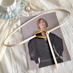 Women Knotted Thin Belts Solid Color PU Leather Metal Buckle Thin Long Waist Belts Lady Girls Dress Coat Decor Waistband