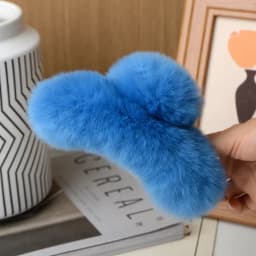 Natural Rex Rabbit Fur Big Crab Hair Clip for Girls Rabbit Hair Claw Clips Cute Ponytail Women's Barrettes Fluffy Hair Crab