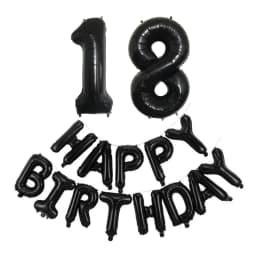 Black 32-Inch Number 1-30 Balloons and 16-Inch 'Happy Birthday' Letter Foil Balloons Set Birthday Party Decoration Supplies