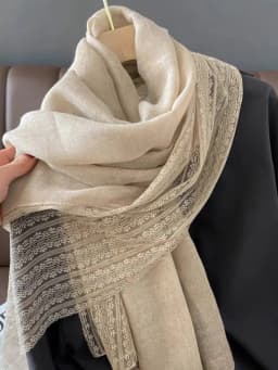 Spring Autumn New Style Long Lace Splicing Versatile Women's Scarf Fashionable Neck Protection Shawl Artistic Cotton Linen Th...