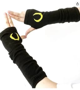 Punk Cross Pentacle Moon Pattern Long Fingerless Gloves Gothic Black Cuff Women Men Ninja Outdoor Cos Elbow Mittens Arm Warmers
