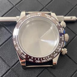 VK63 Watch Case with Sapphire Glass Stainless Steel Case with Ceramic Bezel Men's Watch Accessories for VK63 Quartz Movement