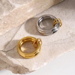 Unique Design Stainless Steel Hollow Irregular Geometric Ring for Women Waterproof Golden Fashion 2025 Charm Jewelry