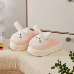 White Rabbit Hare Slippers Women's Cute Animal Platform Home Mules Shoes Girls Bedroom Plush Slides Slipper Ears Indoor Shoes