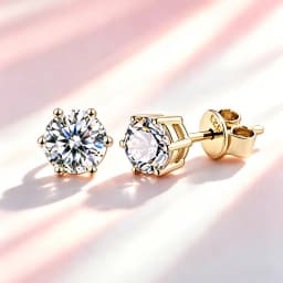 Classic 100% Moissanite Stud Earrings with Lace Six-Prong High-End Texture Elegant and Stylish Earrings
