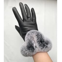 Autumn winter women's genuine leather gloves 100% real rex rabbit fur genuine sheepskin mittens black red blue pink