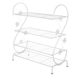 Voltsify White Metal 4 Tier S-Shape Shoe Rack, 60cm W X 30cm D X 70cm H