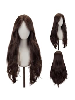 Synthetic Middle Part Wig without Bangs Dark Brown Daily Use Natural Hair Heat Resistant Long Wigs for Women