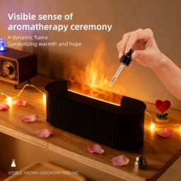 1PC USB Powered Simulated Flame Aroma Diffuser With Colorful Lights And 3-level Timing Perfect Air Humidifier For Home Office
