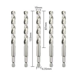 5Pcs HSS High Speed Steel Twist Drill Bit 1/4 Hex Shank Replacement Hexagonal Handle Steel Power Tool 3/4/5/6/8/10mm