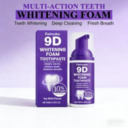 9D Purple Tooth Mousse WHITENING FOAM TOOTHPASTE 10% Hydroxyapatite Fresh Breath Travel Teeth Whitening Stain Removal Oral Care