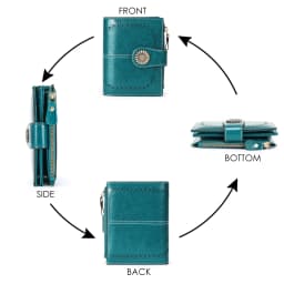 New Women RFID Blocking Genuine Leather Wallet Vintage Sunflower Buckle Short Purse 16 Card Slots ID Window Zipper Female Wallet