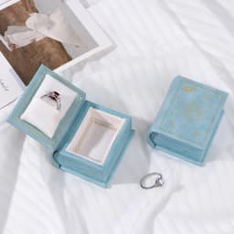1PC PU Leather Book-shaped Ring Box With Suede Fabric Lining Creative Flip Lid Magnetic Ring Holder Jewelry Gift Case Accessorie