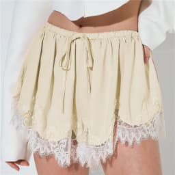 Sexy Women's Mini Shorts Lace Patchwork Drawstring Elastic Waist Casual Summer Loose Lounge Shorts Fashion Streetwear