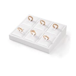 Window Jewelry Ring Holder Stand Show Counter Cabinet Display Tray Insert Jewellery Ring Storage White Leather Presentation Rack
