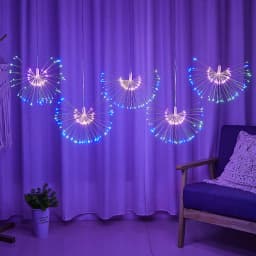 5 Pack 600 LED Connectable Firework Lights Outdoor Copper Wire Sparklers Starburst Lights Holiday Firecracker Fairy String Light