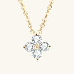 Anziw Lucky Clover Necklace Four Leaf Certified D0.40CT Moissanite Pendant Solid 925 Sterling Silver Women's Charm Jewelry Gift