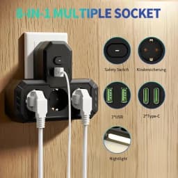 EU Plug AC Outlet Multitap Power Strip 2m Extension Cord Electrical Socket USB for Home Office Surge Protector Network Filter