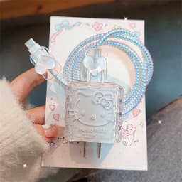 Cartoon Cute Demon Angel Kitten Charger Case Cable Protector for iPhone 18W/20W Charging Cable Data Damage-proof Holiday Gift