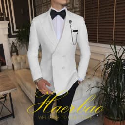 Ivory Men Wedding Tuxedos Suit Blazer Double Breasted Groom Suits For Men 2 Piece Party Best Man Jacket Pant Custom Made