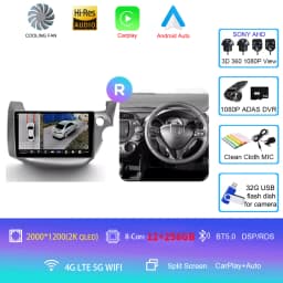 For Honda Jazz 2 GG 2008 - 2014 Fit 2 GE GP GE 2007 - 2014 GPS Car Radio Navigation Multimedia Video Player Stereo BT Android 16